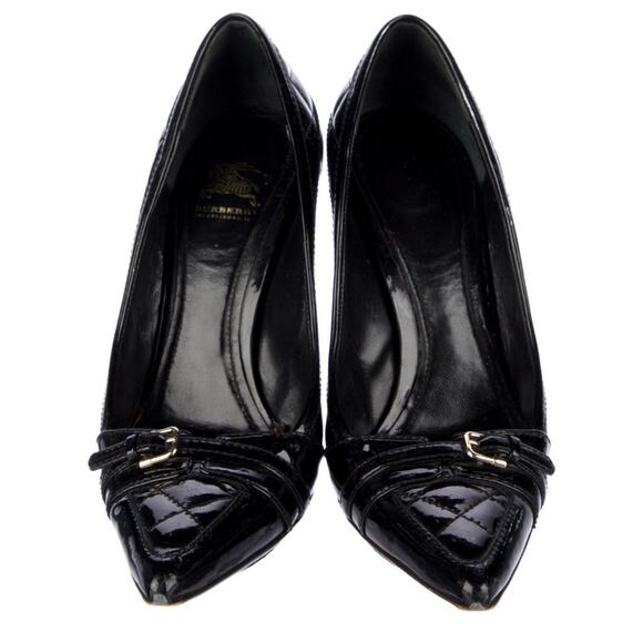 BURBERRY Black Quilted Patent Leather Heels Pumps EU 39 US 9 - Picture 2 of 5